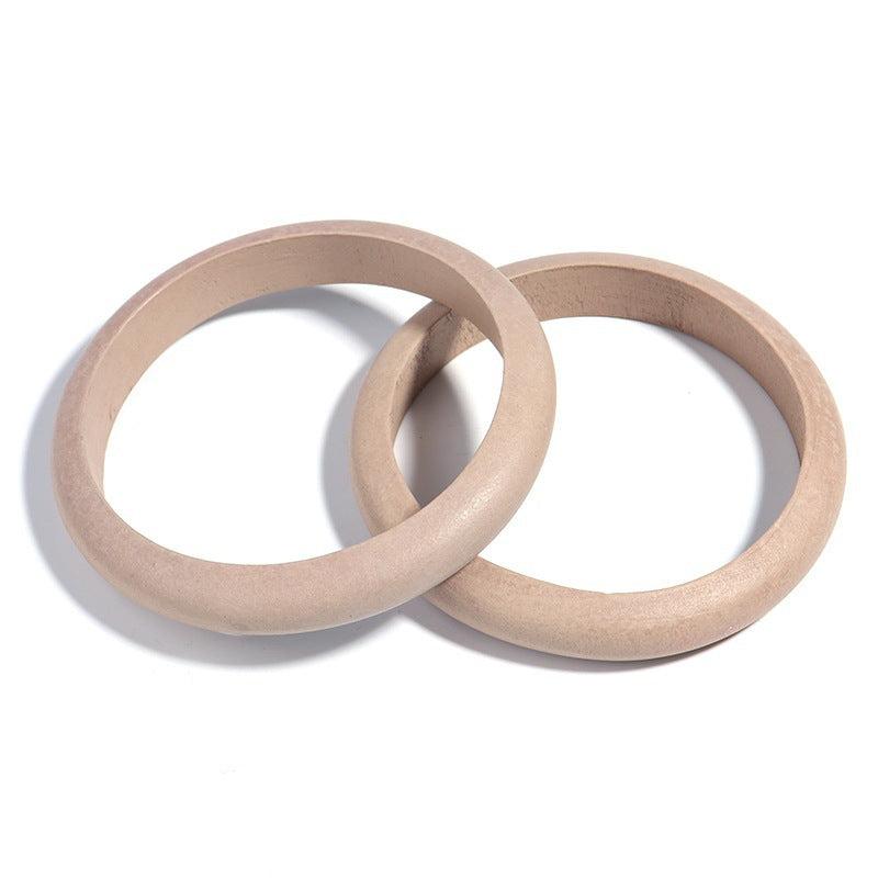 Commute Solid Color Square Wood Bangle - Vintage Style Women's Accessory