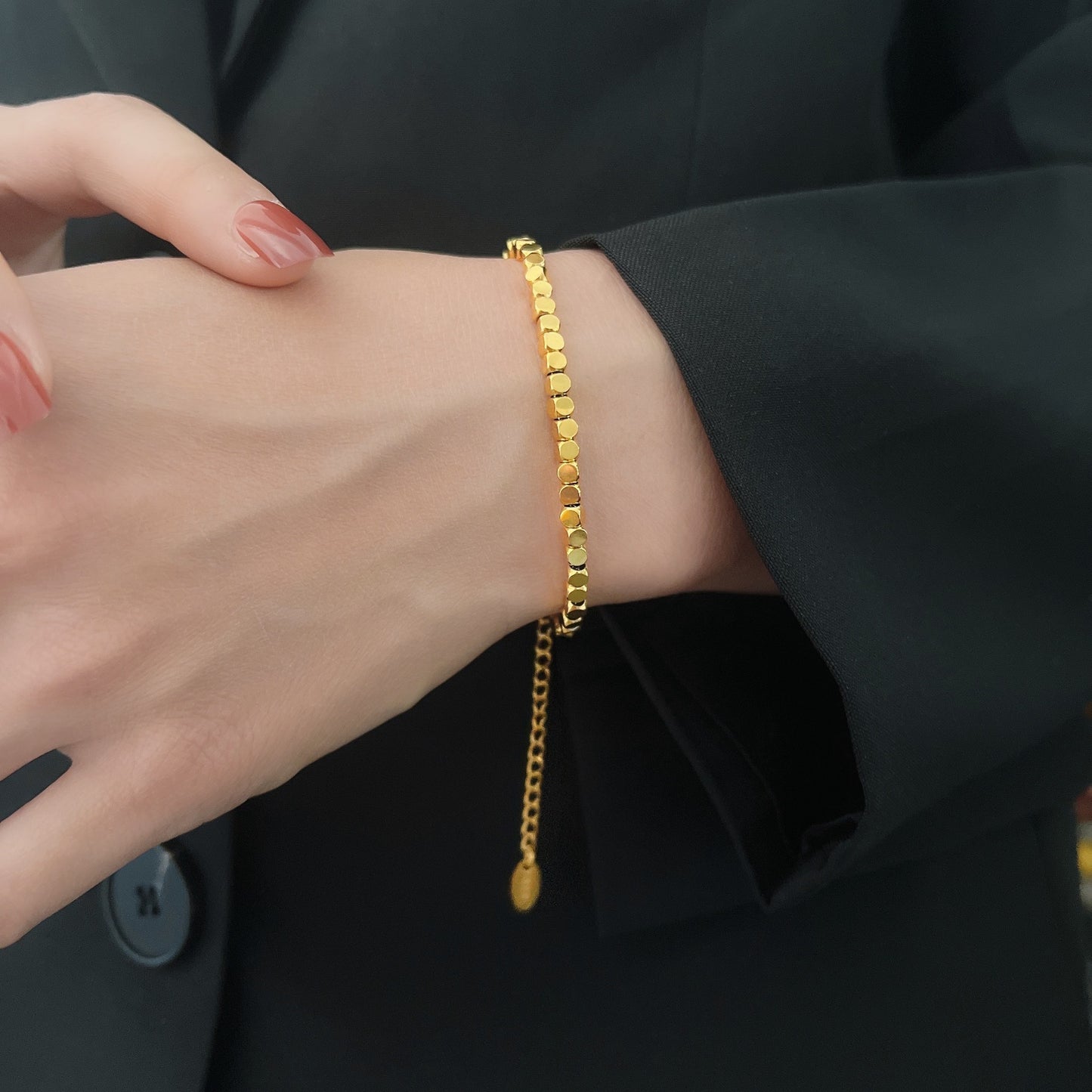 Men's Stainless Steel and 18K Gold Plated Chain Bracelet - Black and Gold, Minimalist Design