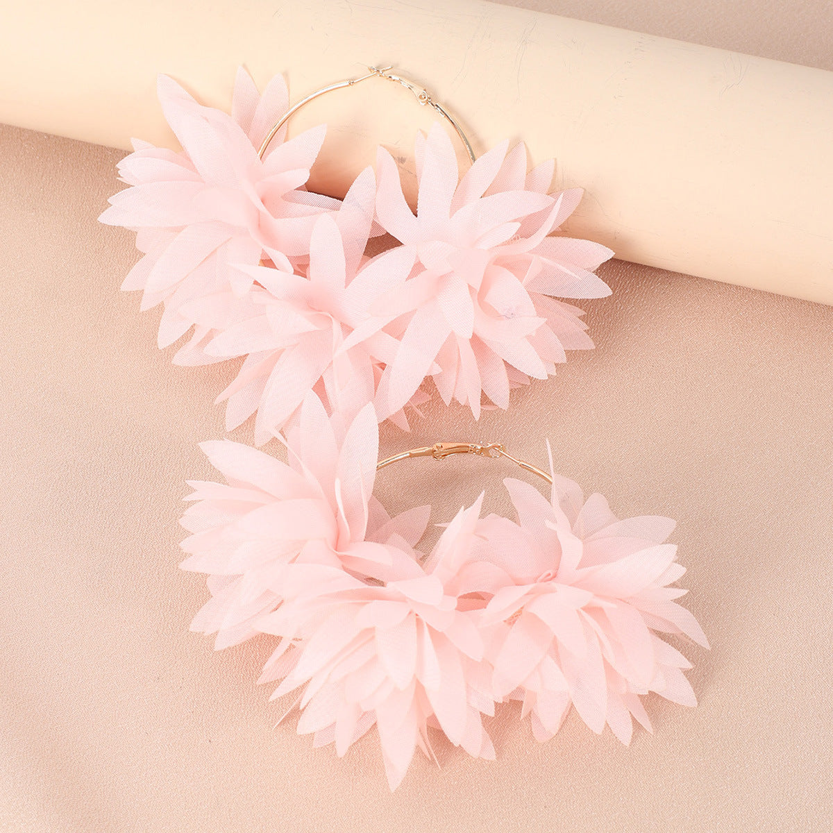 Simple Style Handmade Chiffon Flower Petal Women's Earrings