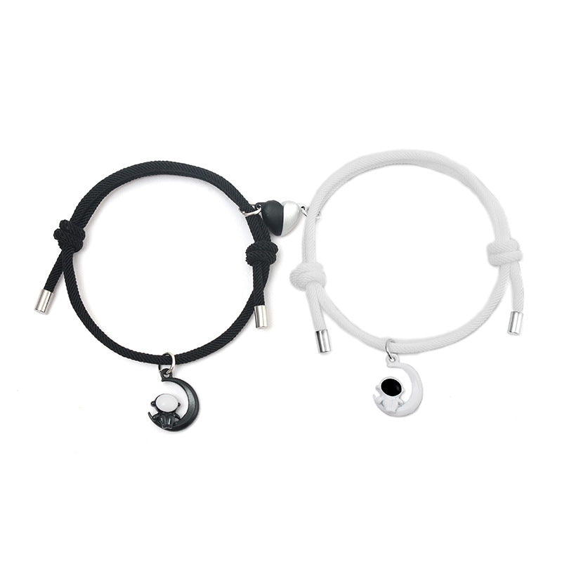 European Love Magnet Astronaut Couple Bracelet Set