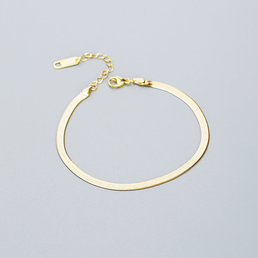 Sterling Silver Plated Snake Chain Stacked Bracelet