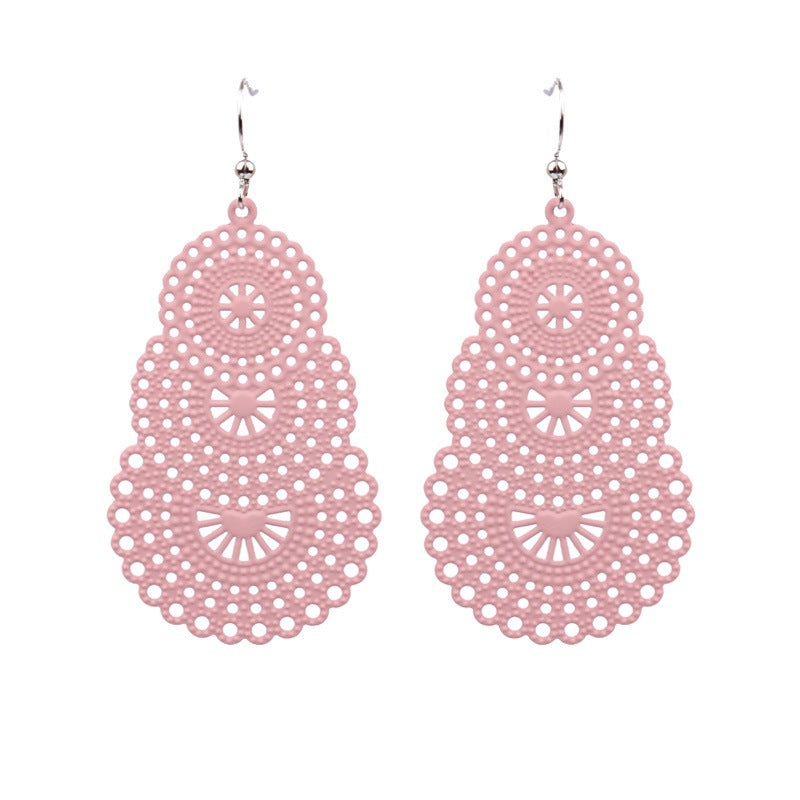 Bohemian Gourd Geometric Hollow Out Colorful Drop Earrings for Women