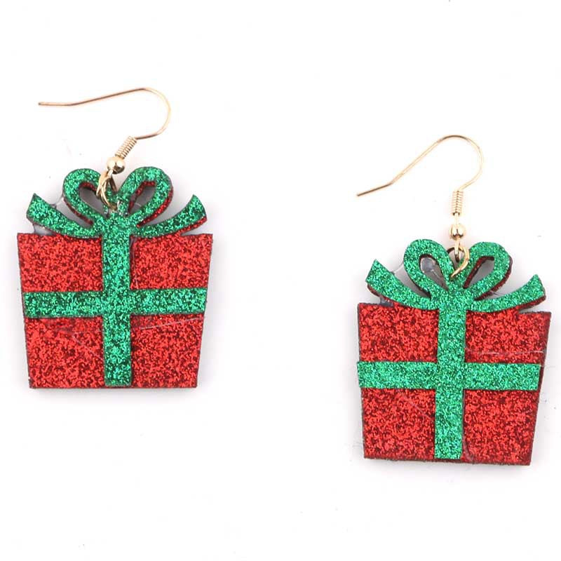 Cute Christmas Tree Santa Claus Reindeer Snowman PU Leather Women's Earrings