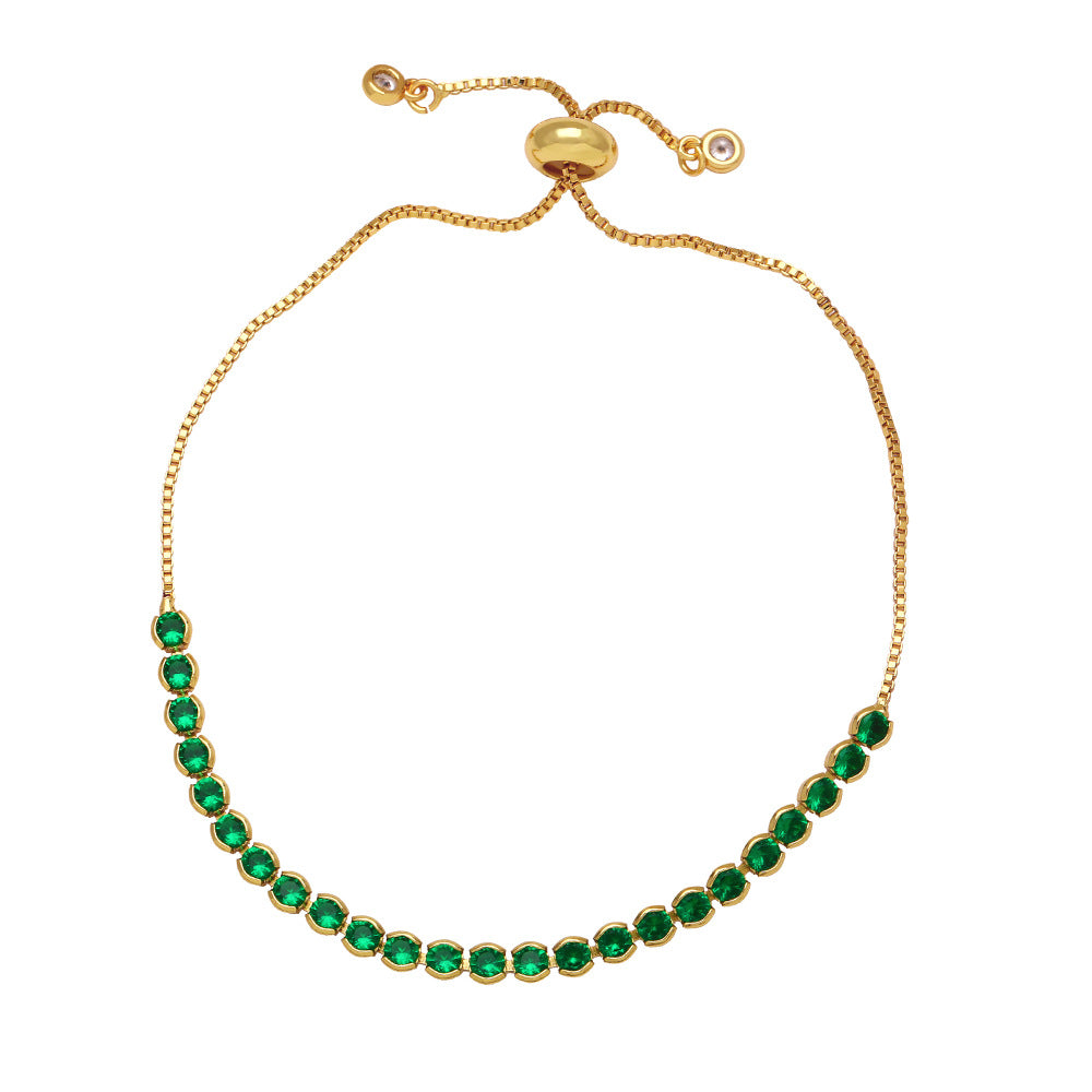 Simple Round Copper Plated Adjustable Zircon Bracelet