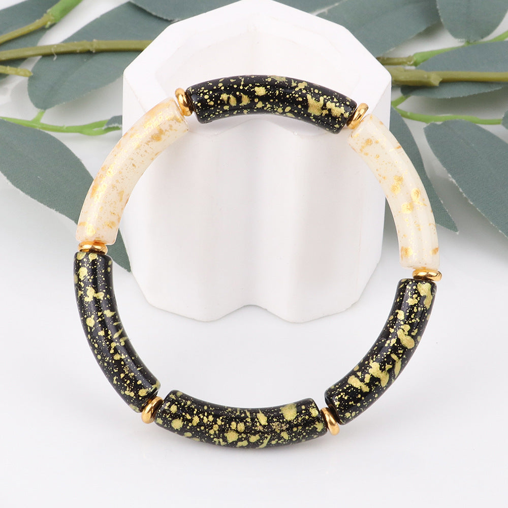 Colorful Acrylic Resin Beaded Cuff Bracelet