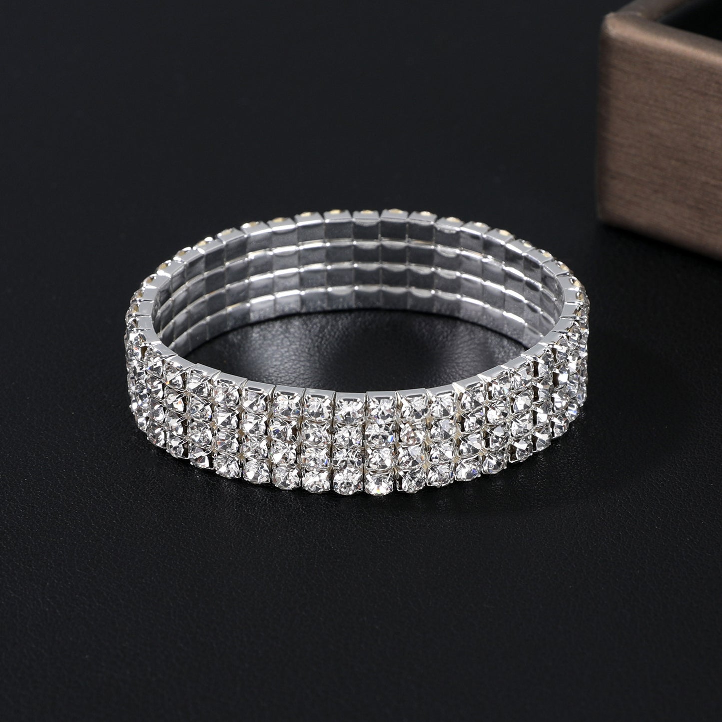 Korean Style Full Diamond Elastic Bracelet Shiny Rhinestone Bangle