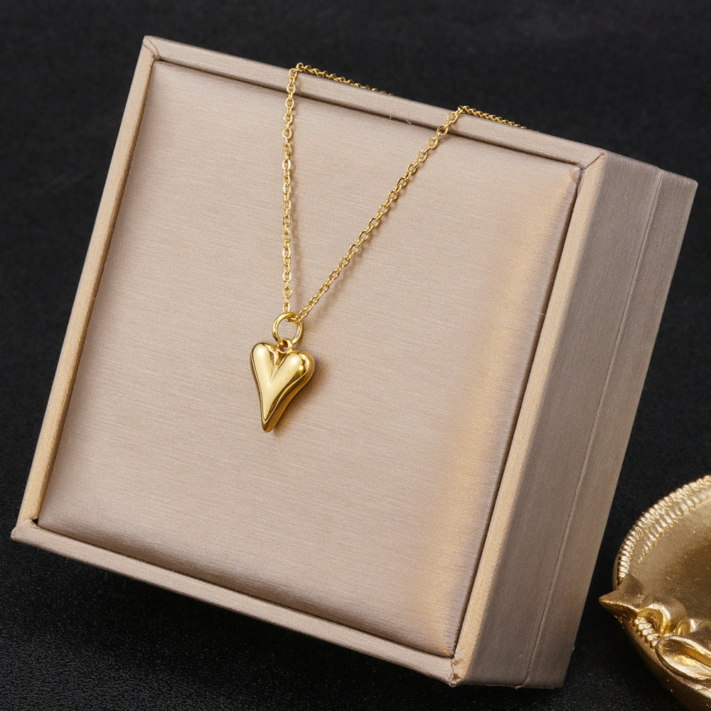Simple Moon Heart Stainless Steel Pendant Necklace for Women