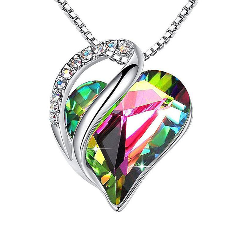 Heart Shape Crystal Birthstone Pendant Necklace