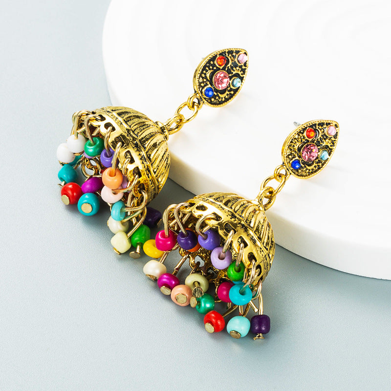 Christmas Series Alloy Dripping Oil Diamond Tree Earrings for Women