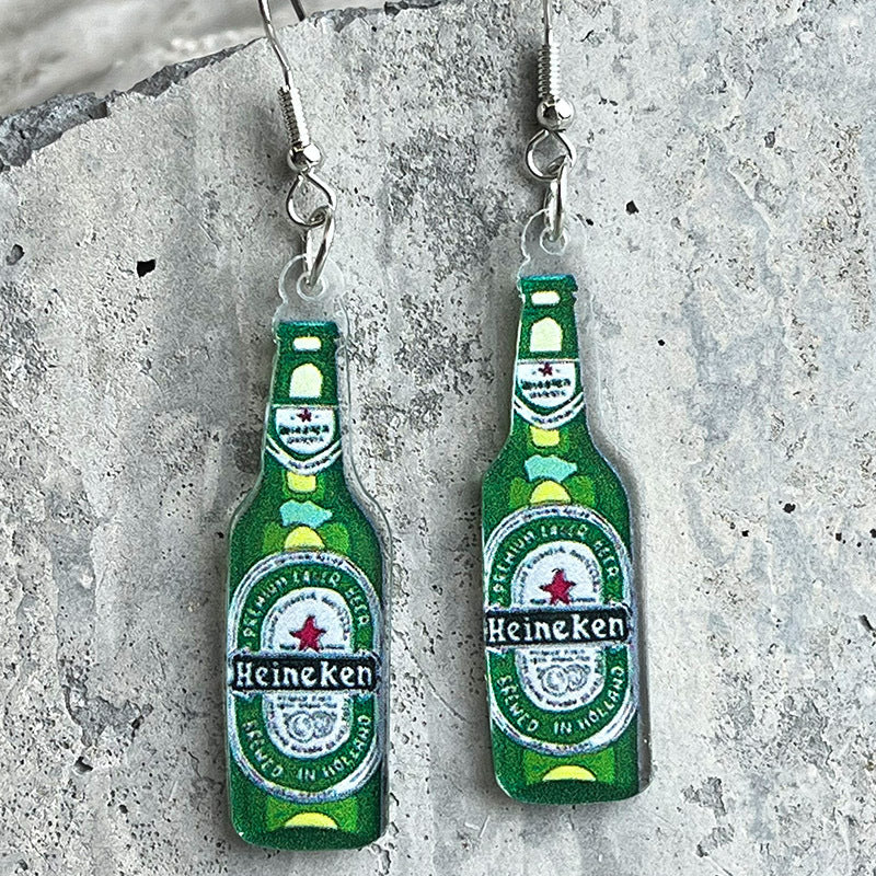 Artistic Acrylic Wine Bottle Drop Earrings for Weddings and Parties
