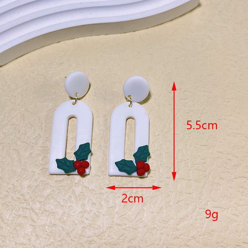 1 Pair Modern Style Christmas Tree & Snowman Polymer Clay Drop Earrings