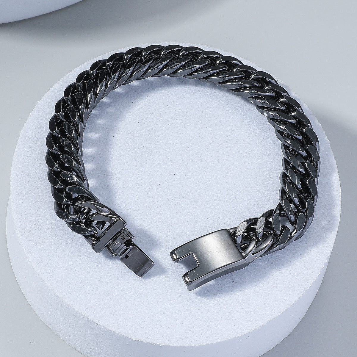 Hip-Hop Geometric Double-Row Cuban Chain Men's Bracelet