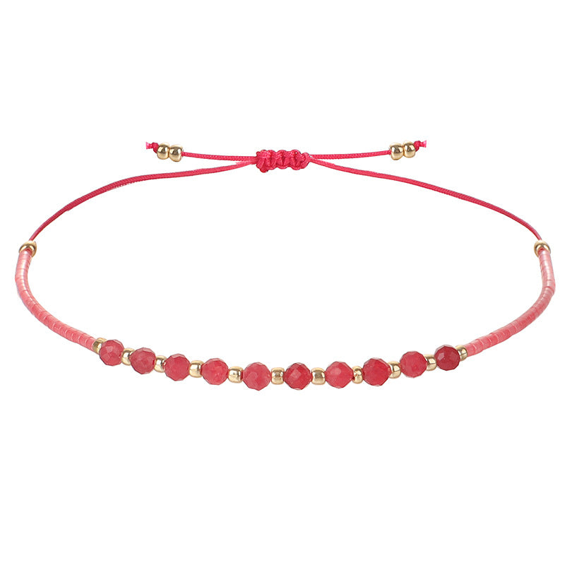 Simple Style 2mm Faceted Stone Bead Handmade Bracelet