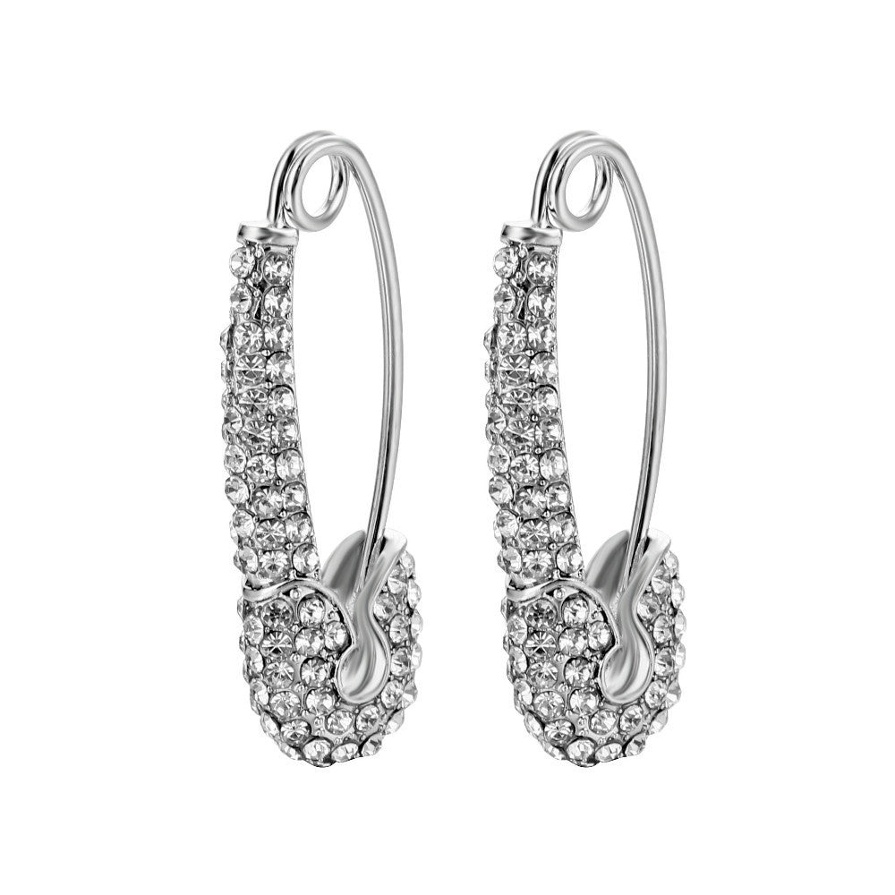 Wholesale Fashion Diamond Brooch Copper Buckle Heart Earrings