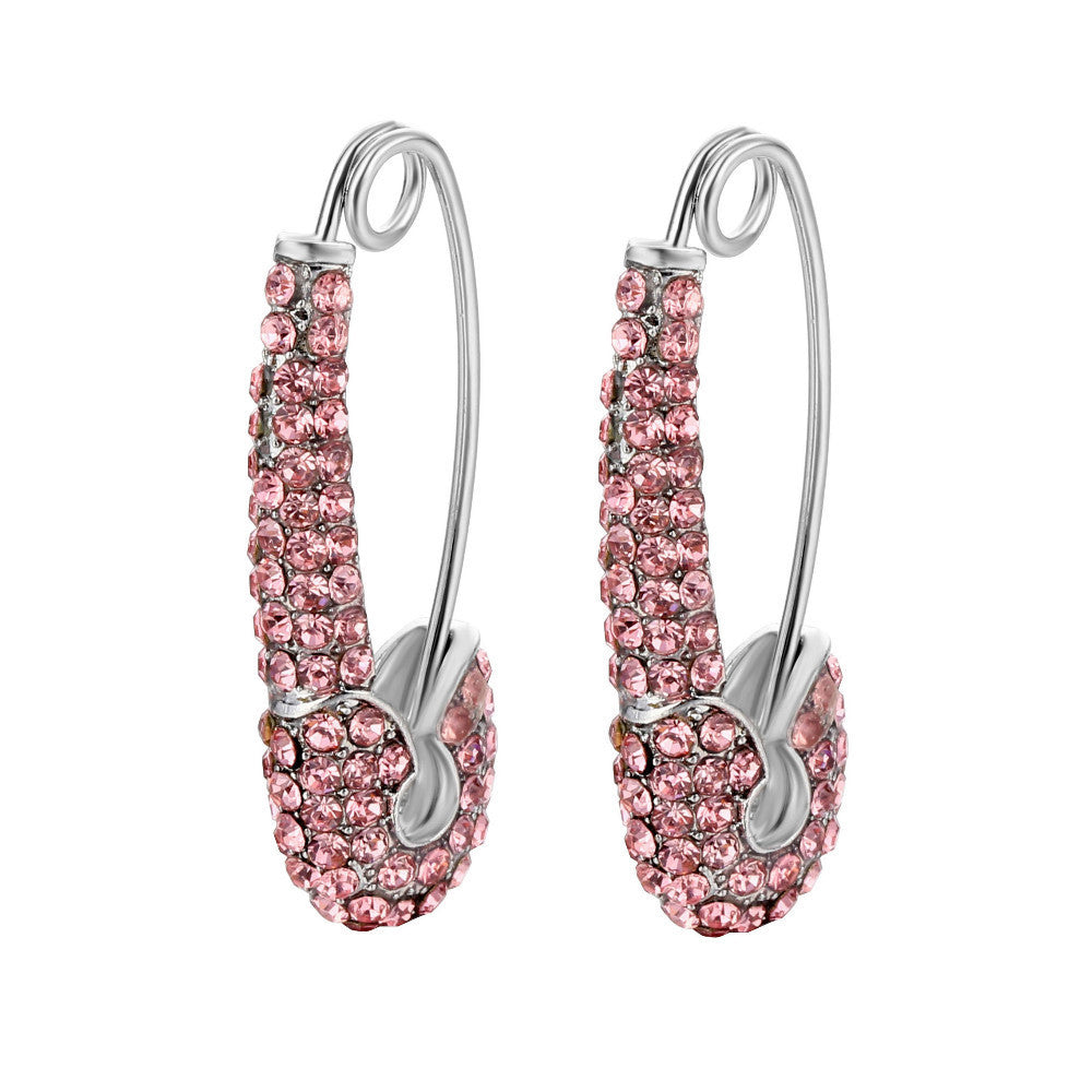 Wholesale Fashion Diamond Brooch Copper Buckle Heart Earrings