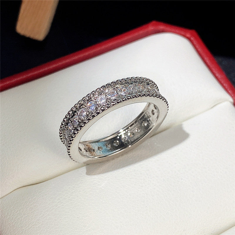 Elegant Zircon Platinum Plated Copper Ring for Women