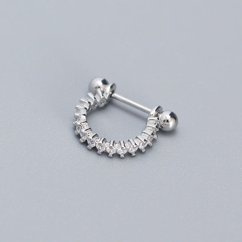 Stainless Steel Zircon Micro-inlaid U-Shaped Ear Bone Studs S925 Silver Earrings