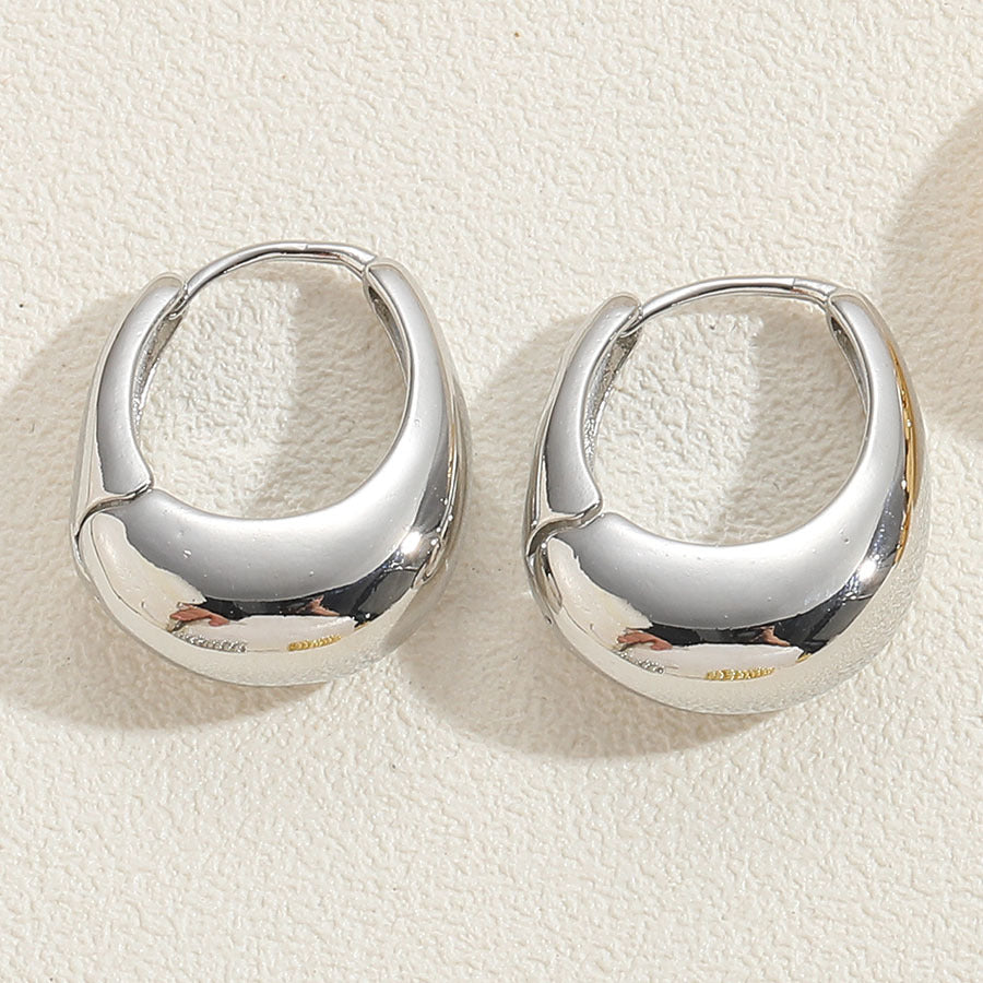 1 Pair Minimalist U Shape 14k Gold Plated Copper Zircon Ear Studs