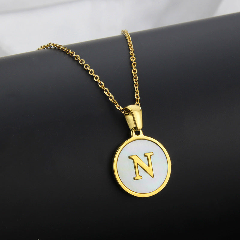 Simple Style 26 Letter Titanium Steel Pendant Necklace