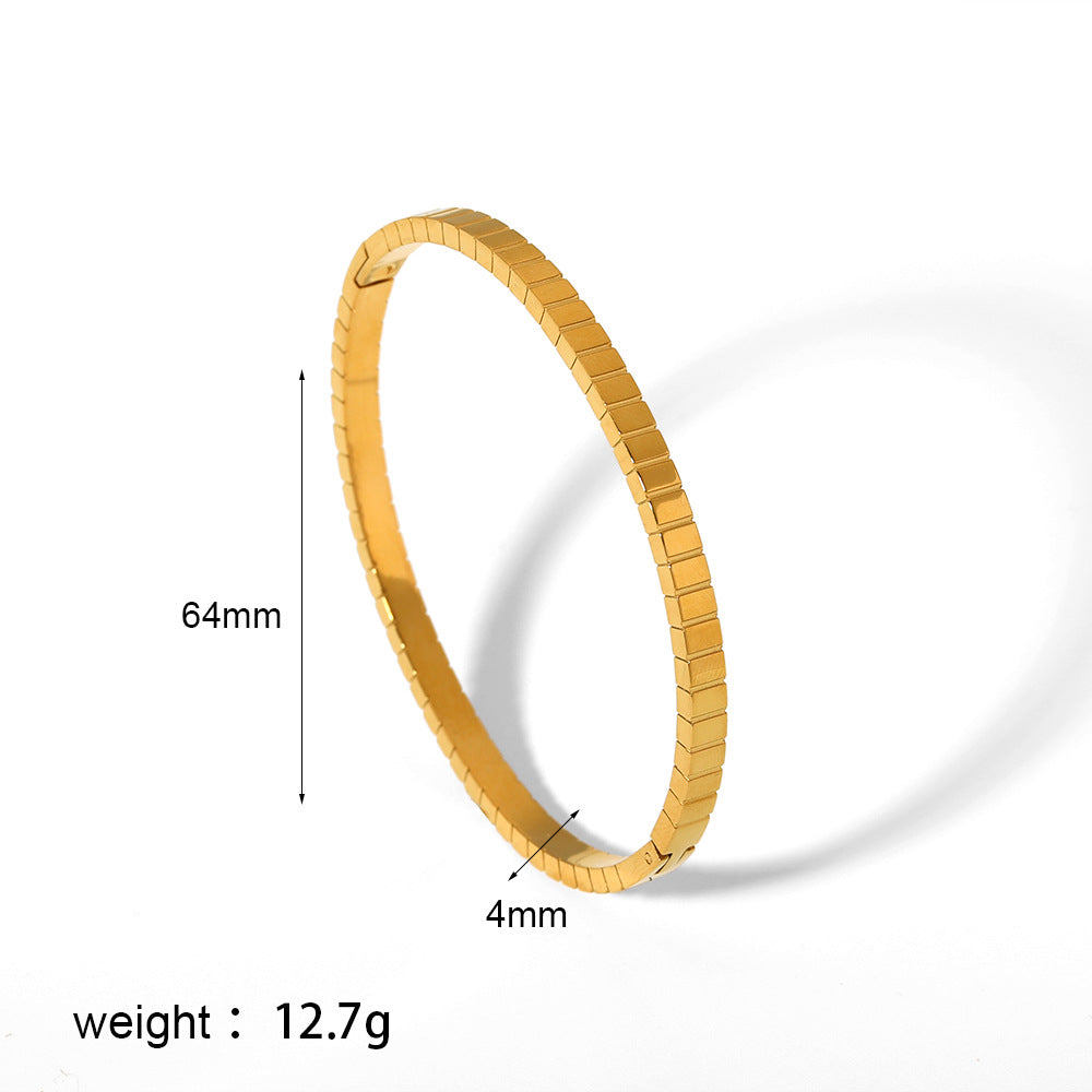 18K Gold Plated Stainless Steel Zircon Star Bangle Bracelet