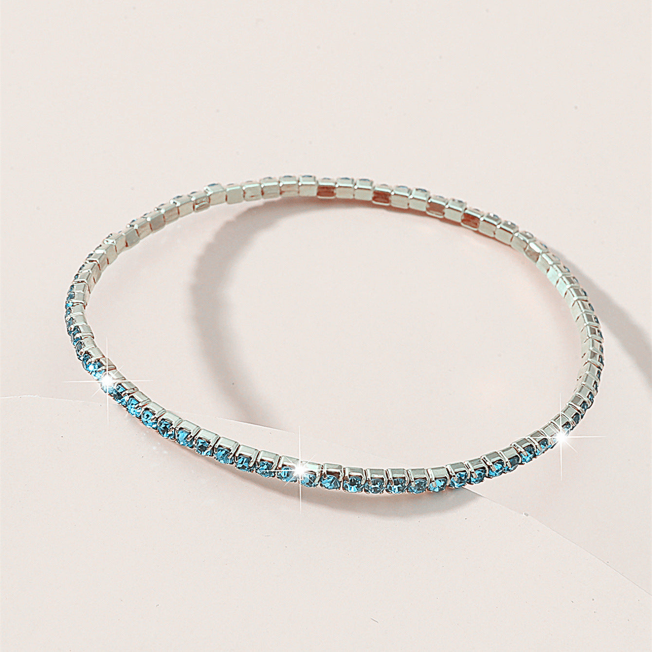 Geometric Elastic Rhinestone Crystal Bracelet 2.0mm Bridal Jewelry