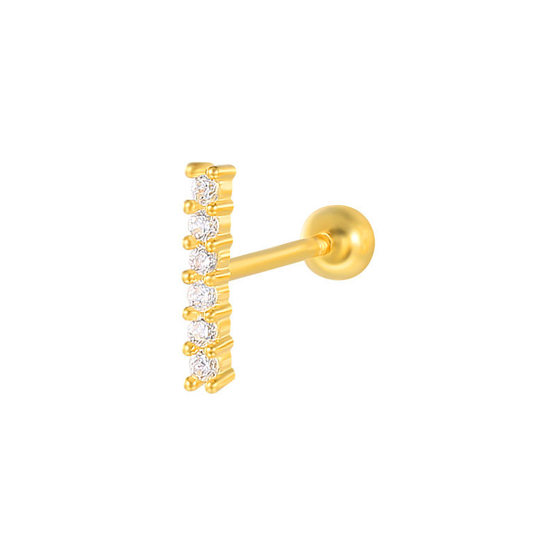Sterling Silver Zircon Inlay Stud Earrings for Women