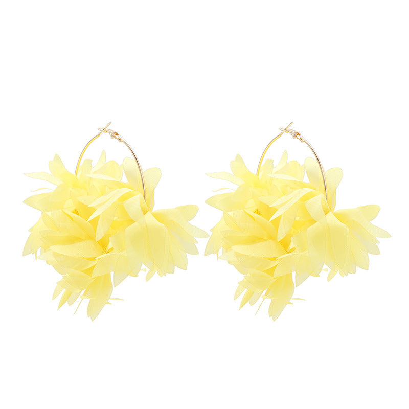 Simple Style Handmade Chiffon Flower Petal Women's Earrings