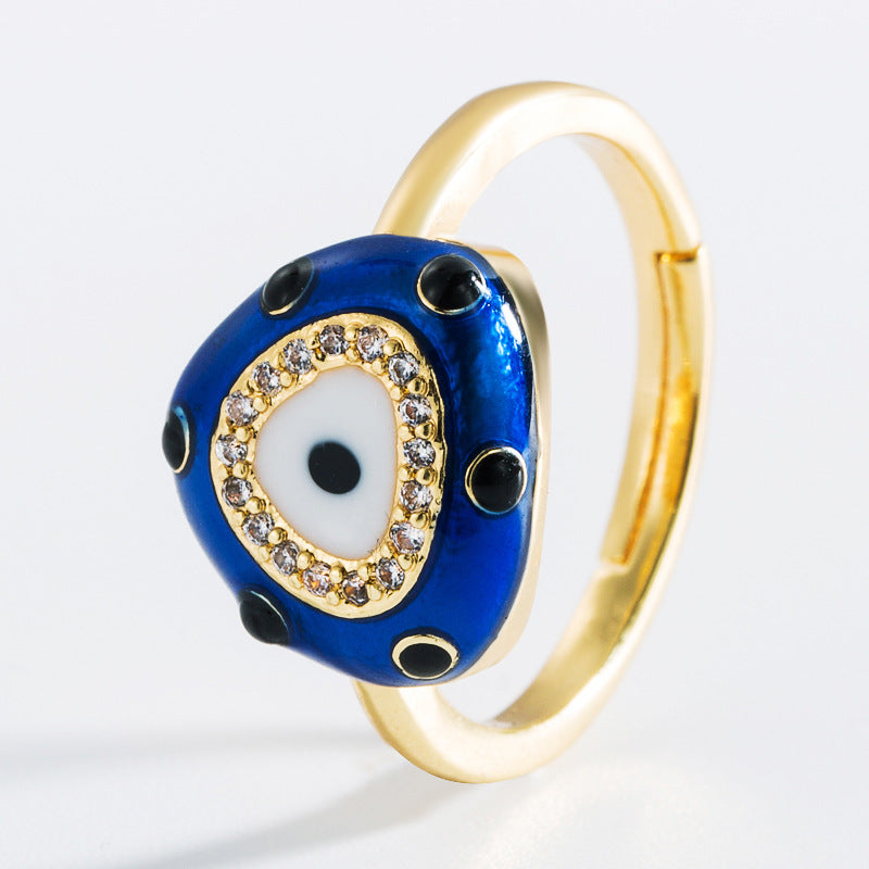 European American Evil Eye Open Ring for Women - Creative Copper Adjustable Ring
