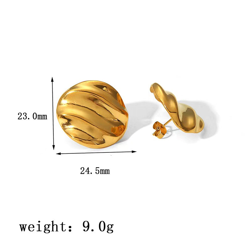 1 Pair Vintage Geometric 18K Gold Plated Stainless Steel Ear Studs