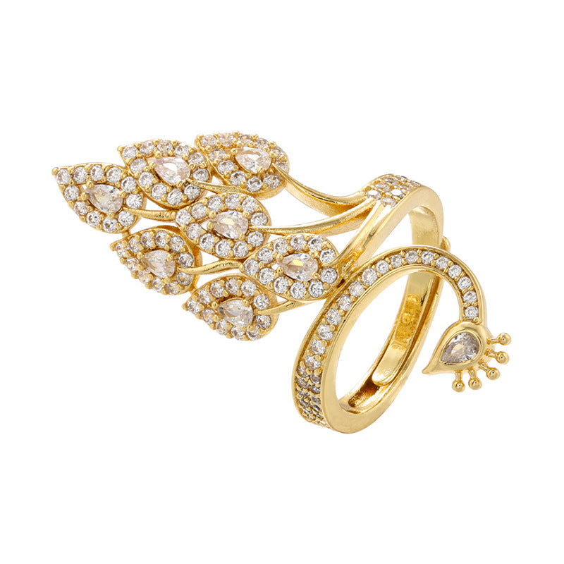 Elegant Luxurious Snake Butterfly Zircon 18K Gold Plated Adjustable Open Rings
