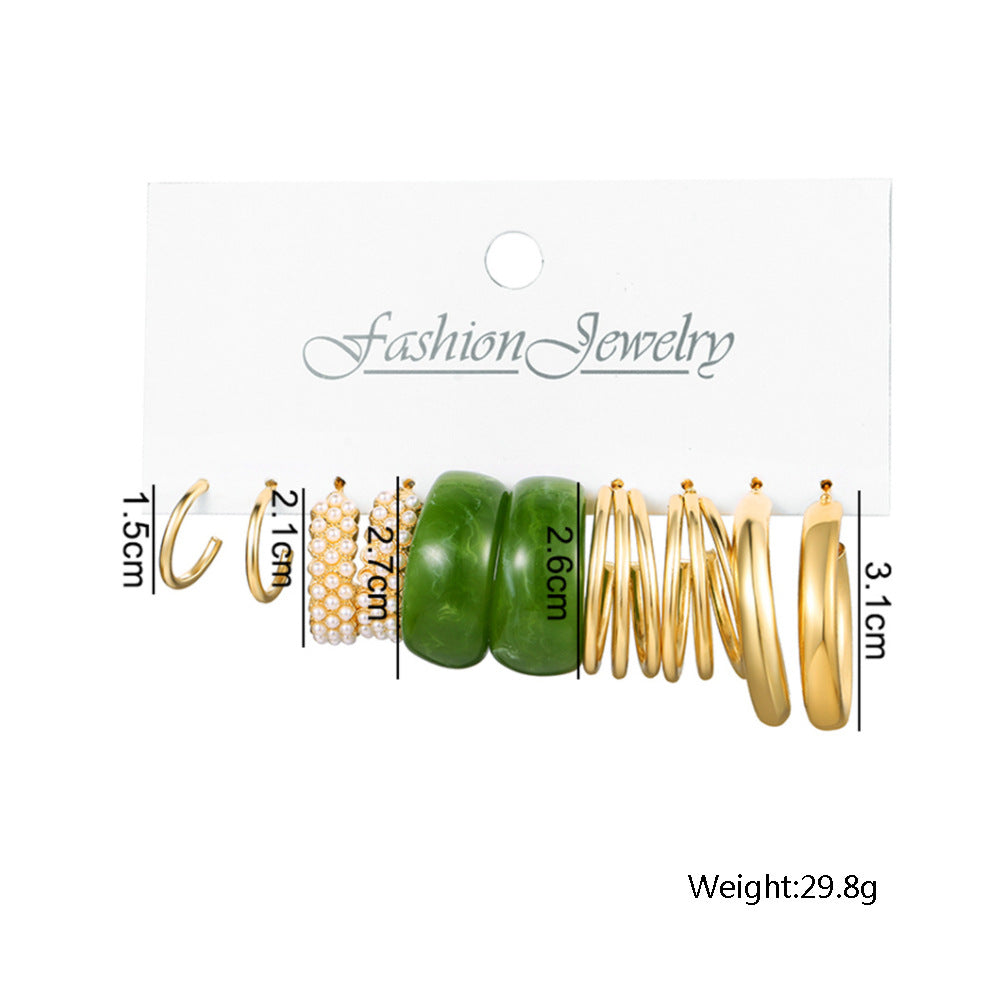 Fashion Heart & Butterfly Metal Chain Earrings Set - 15 Pieces