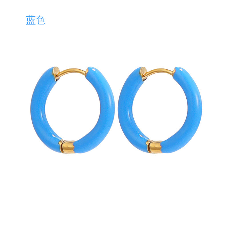 1 Pair Minimalist 12mm Colorful Stainless Steel Hoop Earrings