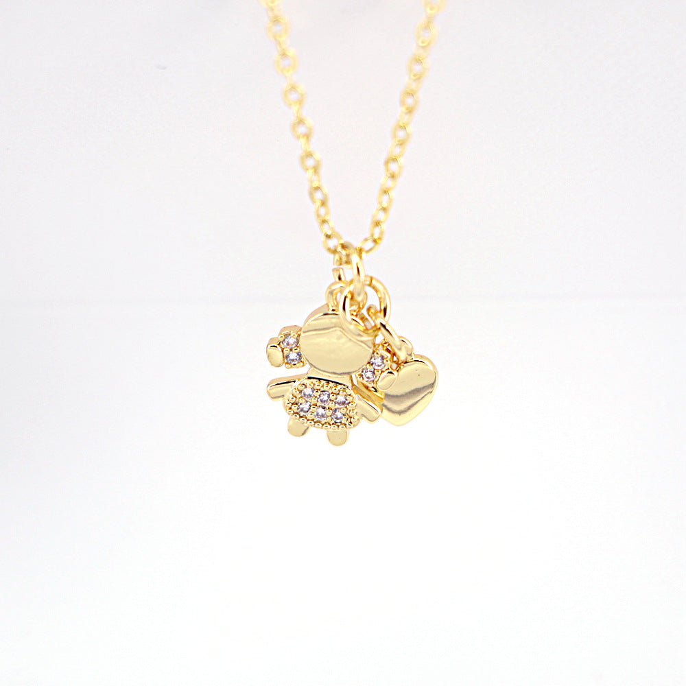 Fashion Letters MOM Heart-shaped Zircon Pendant Necklace