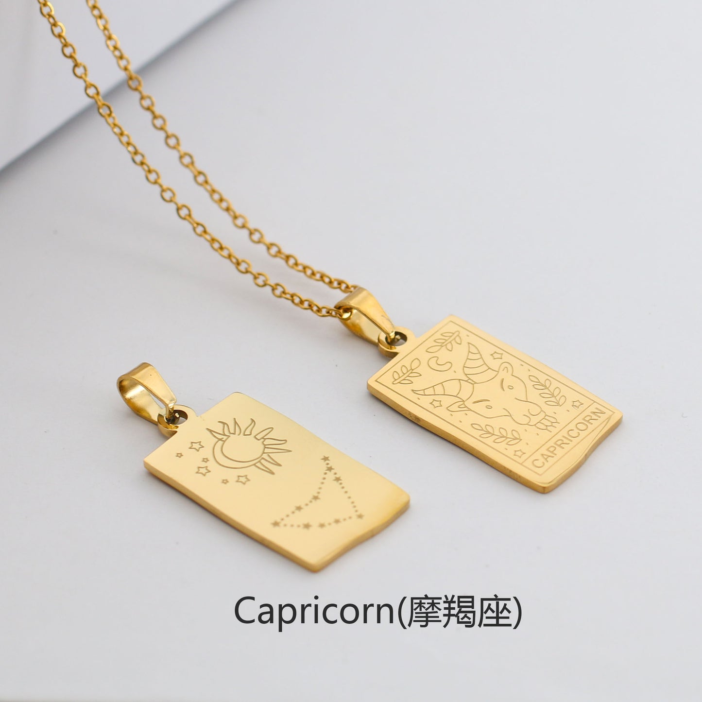 Fashion Zodiac Titanium Steel Pendant Necklace