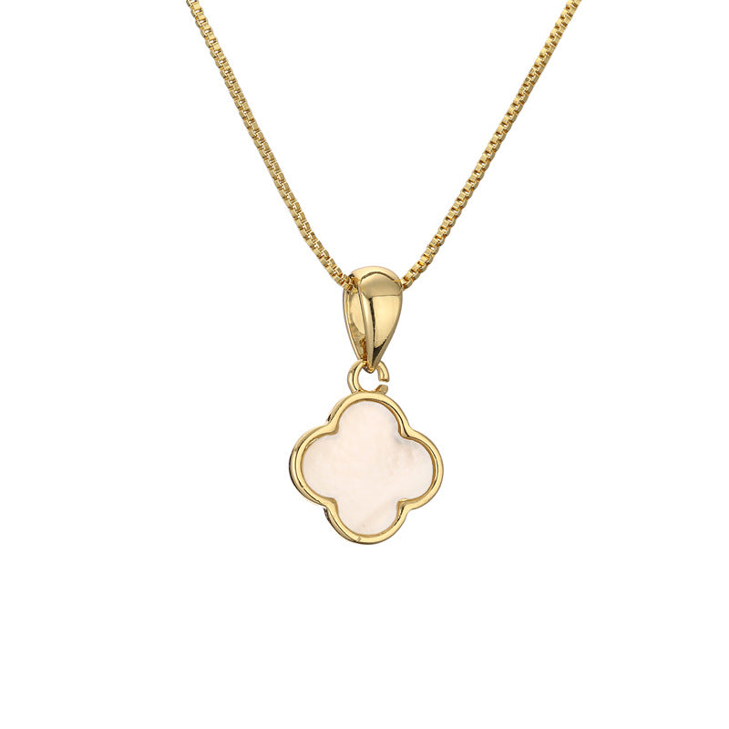 Heart Shape Shell Zircon Pendant Necklace - Minimalist Style