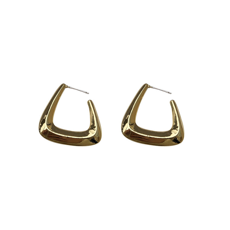Geometric Trapezoid 925 Silver Needle Earrings for Women