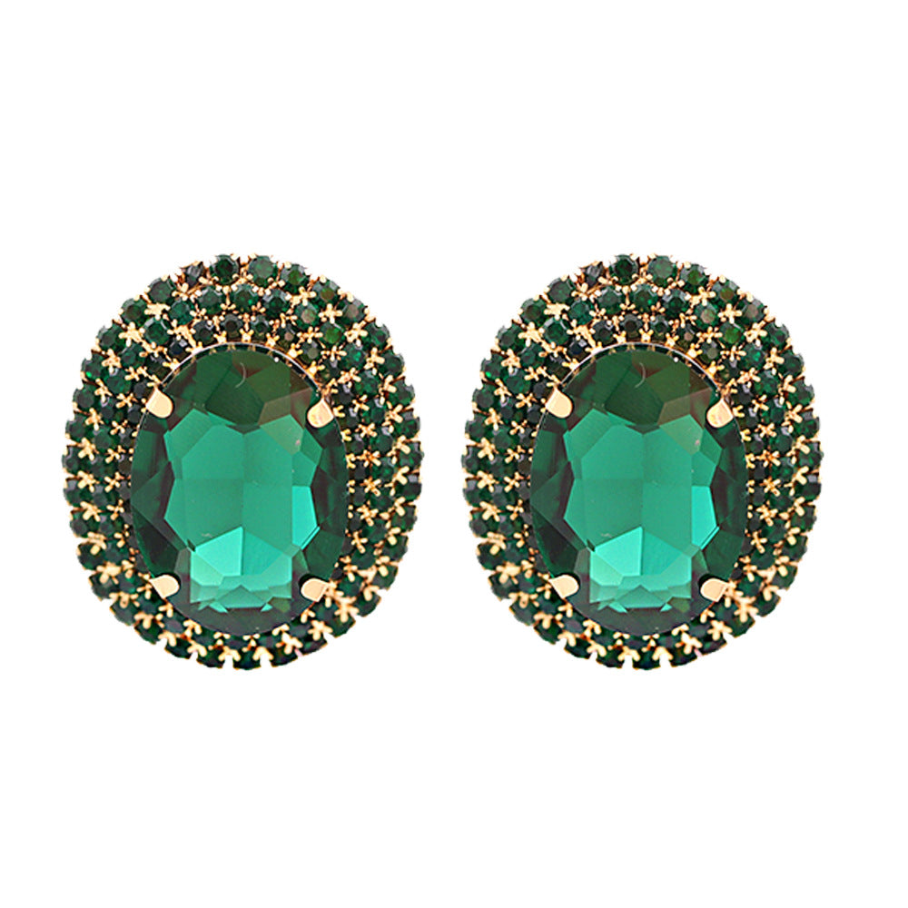 Korean Vintage Style Glass Gemstone Alloy Earrings
