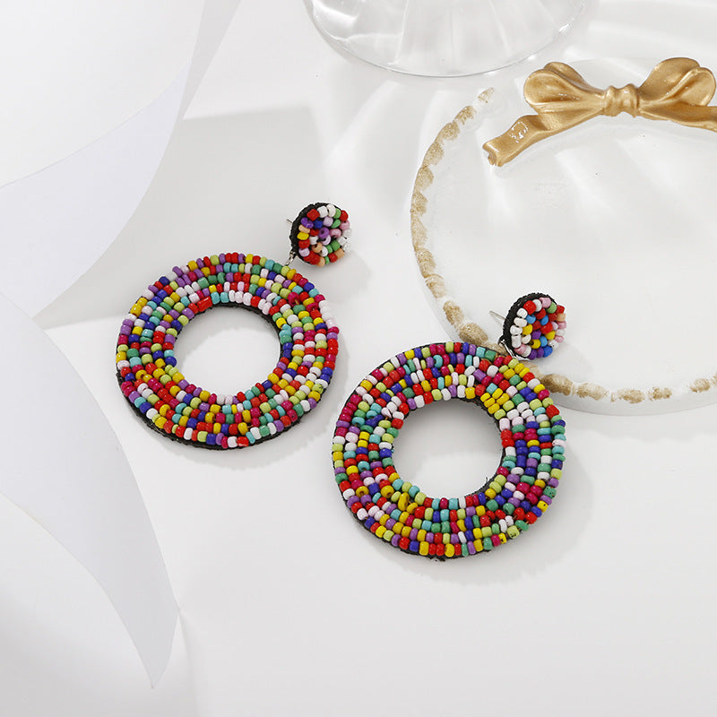 Ethnic Geometric Hollow Miyuki Beaded Handmade Earrings