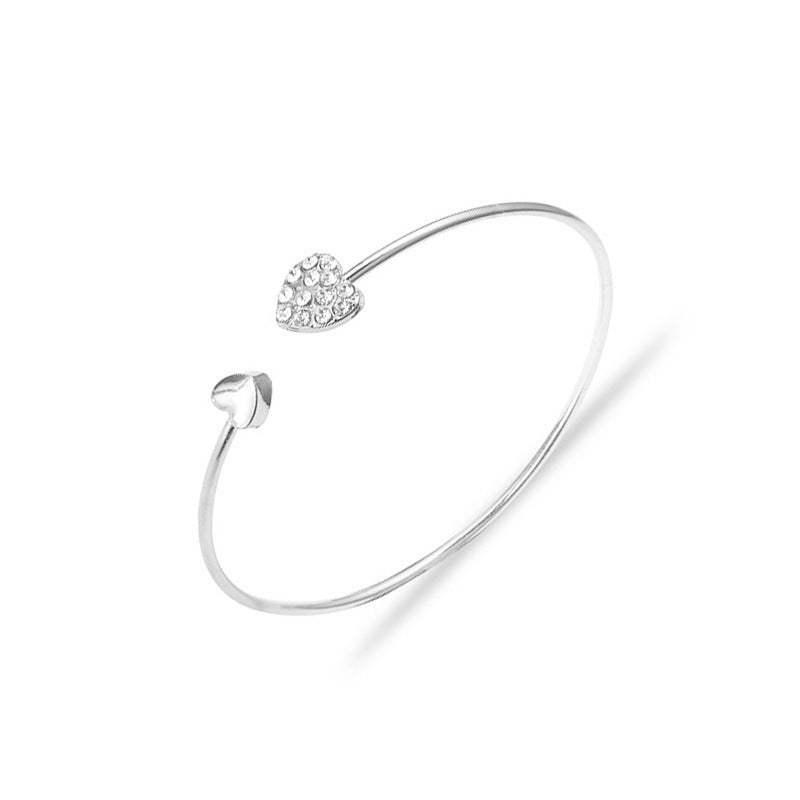 Gold-Plated Double Heart Diamond Bracelet for Women