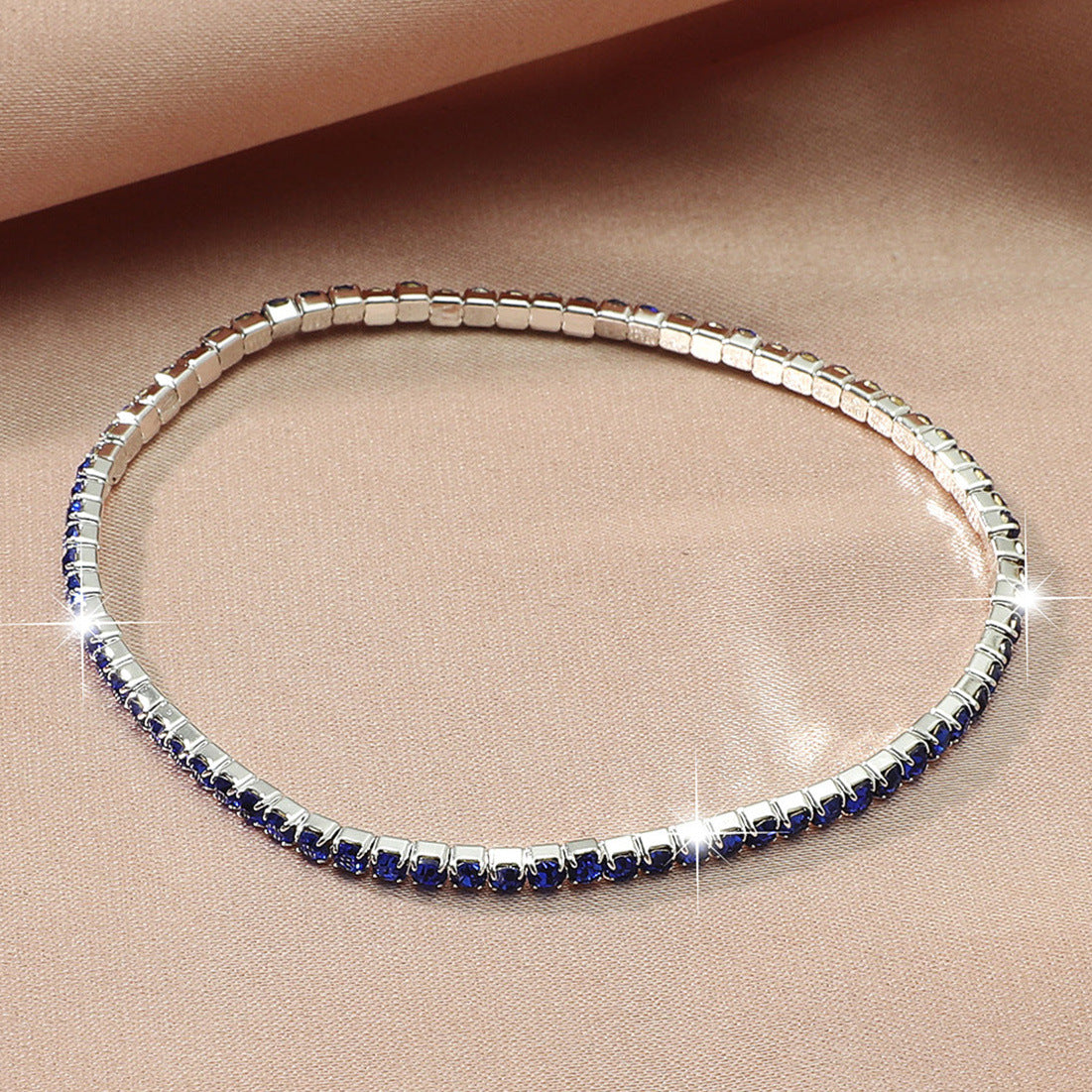 Geometric Elastic Rhinestone Crystal Bracelet 2.0mm Bridal Jewelry