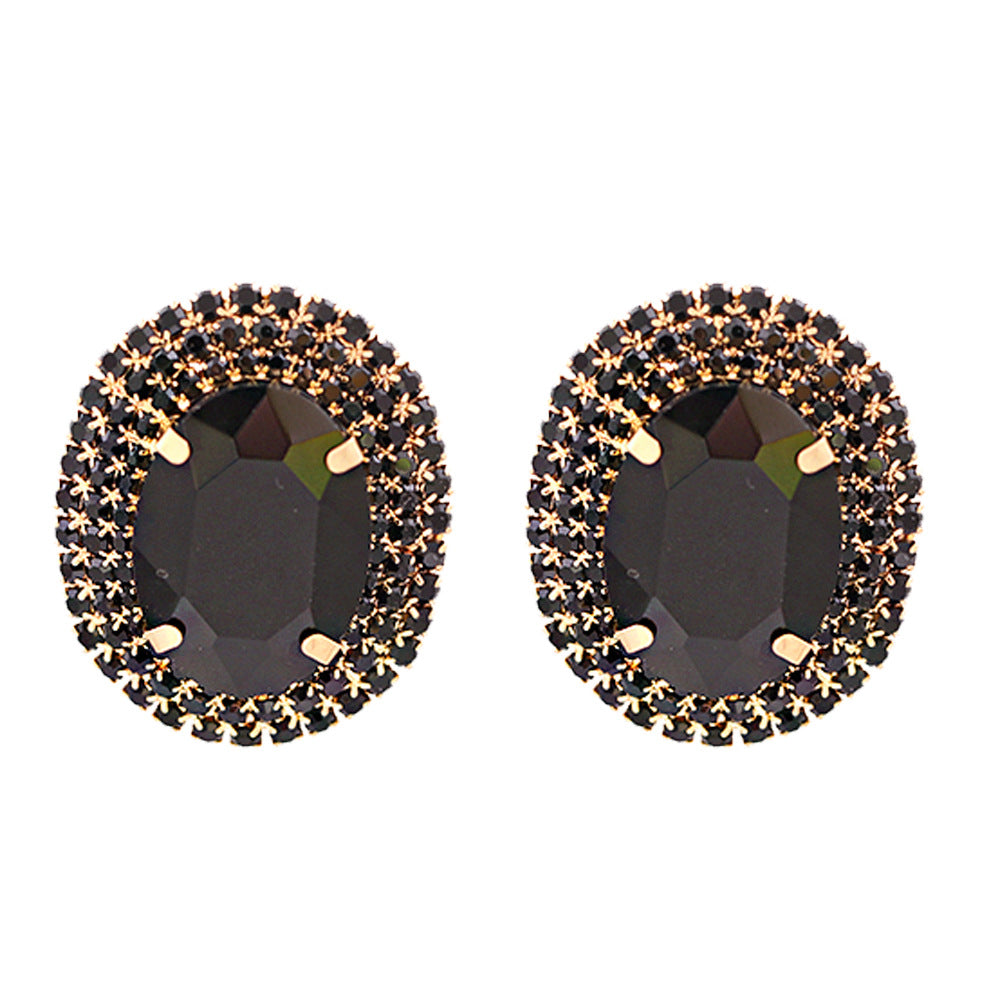 Korean Vintage Style Glass Gemstone Alloy Earrings