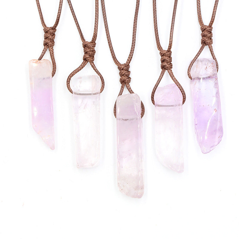 Amethyst and Red Agate Irregular Gemstone Pendant Necklace