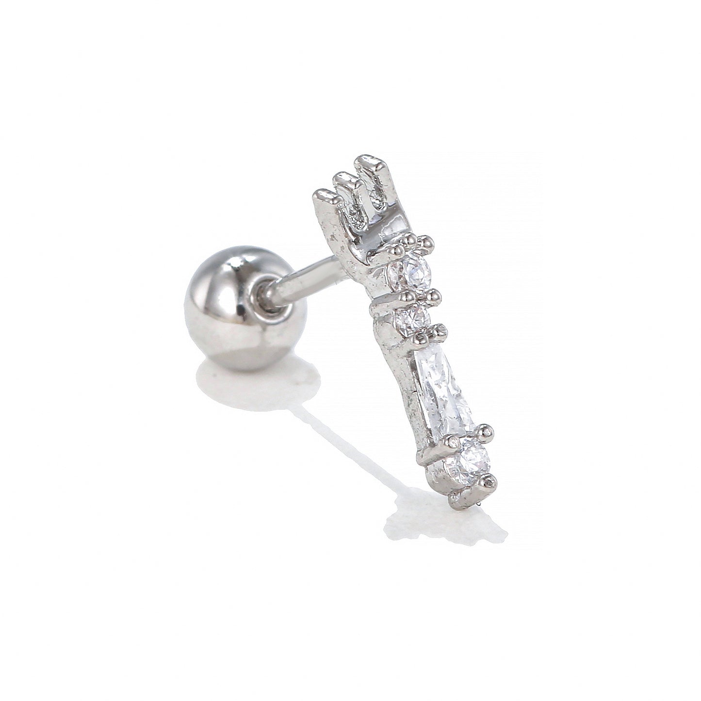 1 Piece Minimalist Brass Zircon Ear Studs with 18K Gold and White Gold Plating