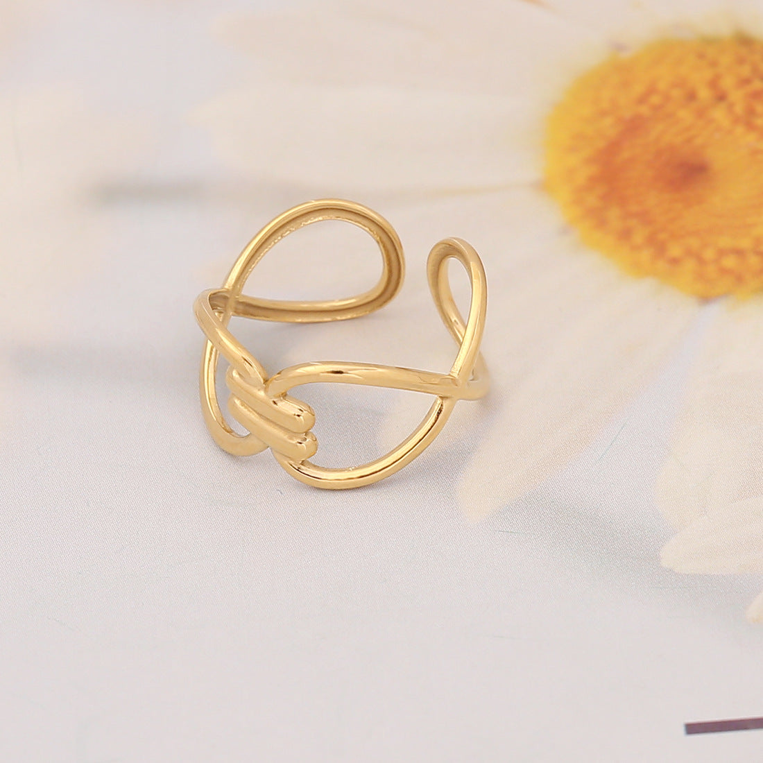 Geometric Snake Design Stainless Steel Open Ring for Women