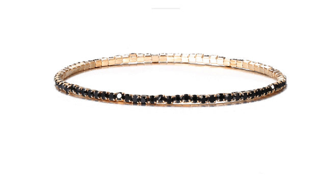 Geometric Elastic Rhinestone Crystal Bracelet 2.0mm Bridal Jewelry
