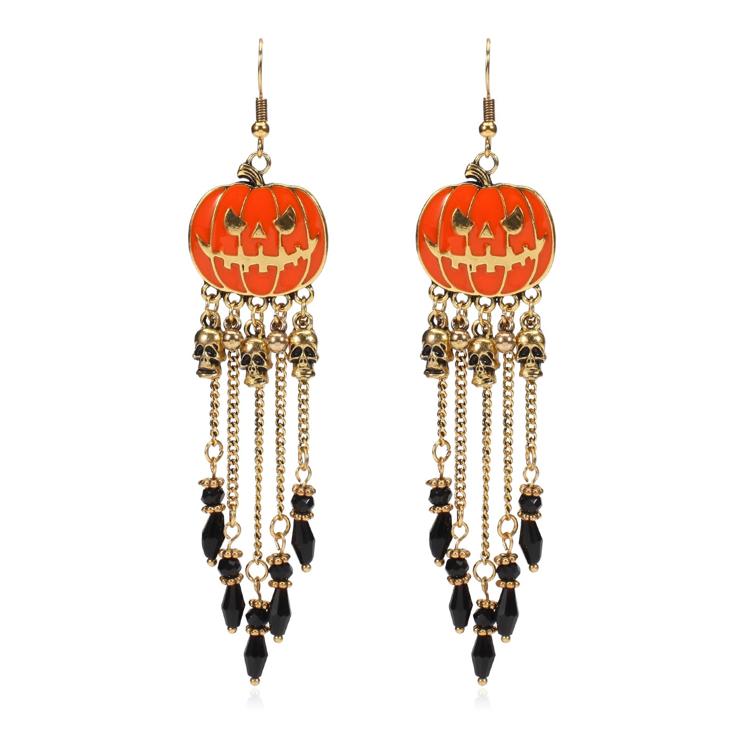 1 Pair Classic Color Block Crystal & Halloween Themed Drop Earrings