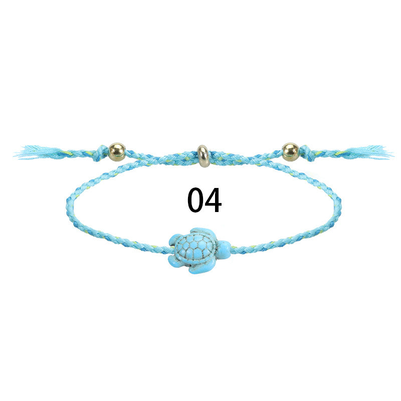 Bohemian Turtle Anklet and Bracelet Set - Multicolor Beach Surf Style