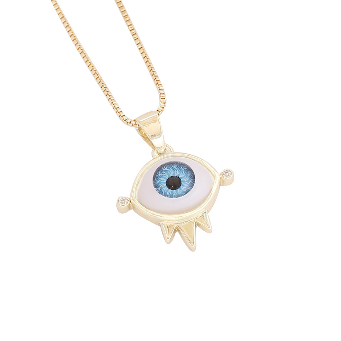 European American Palm Heart Evil Eye Pendant Necklace 18K Jewelry