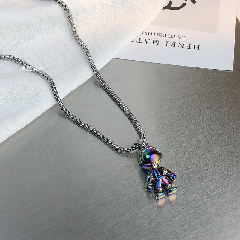 Hip-Hop Astronaut Stainless Steel Couple Pendant Necklace