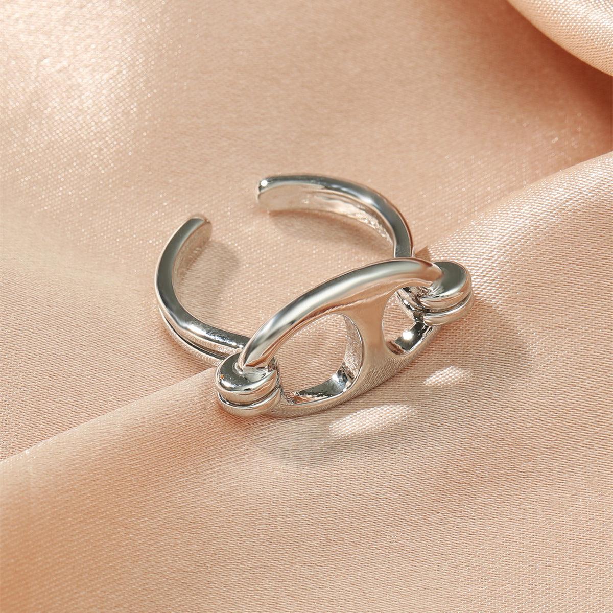 Retro Silver Open Ring - Pig Nose Buckle Titanium Steel Statement Ring